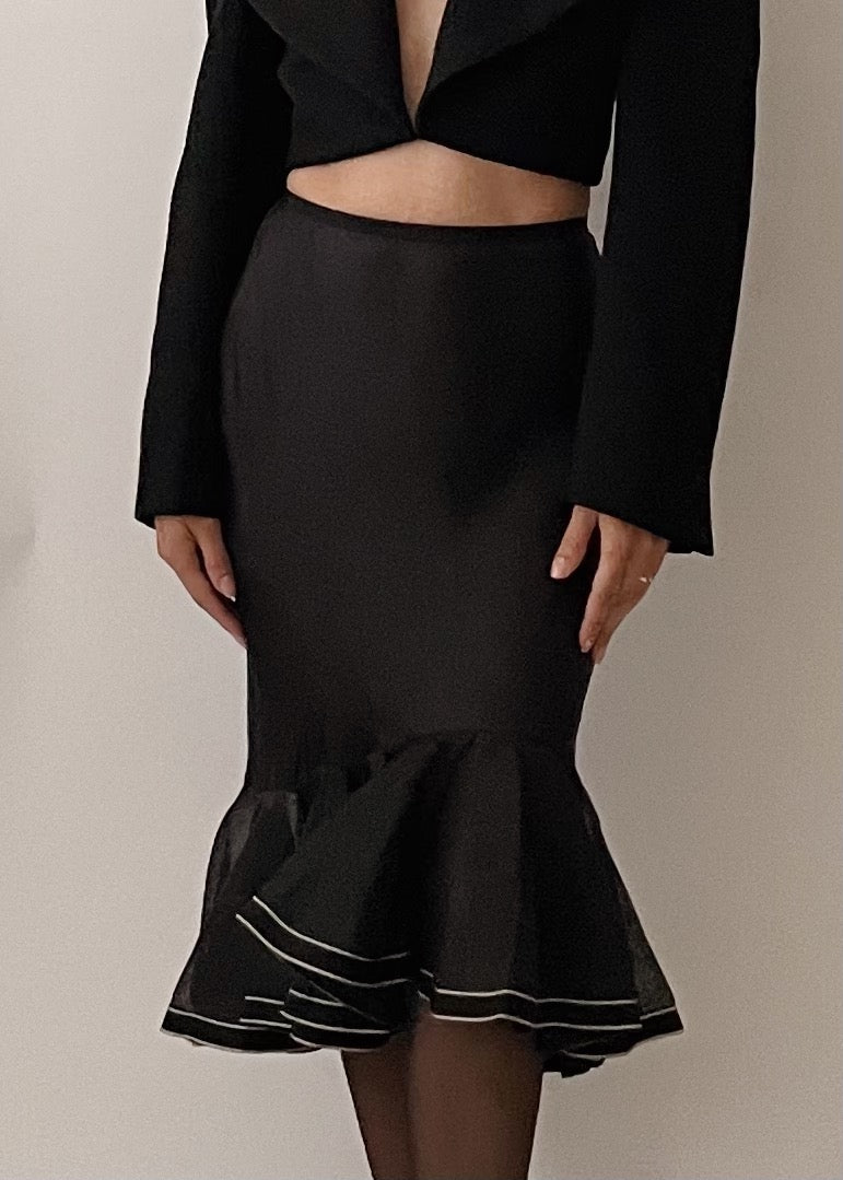 Vintage Moschino Ruffle Pencil Skirt