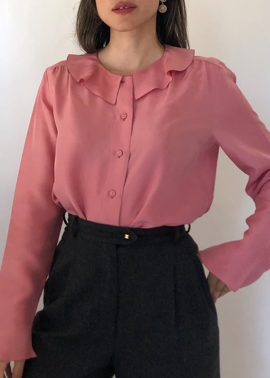 Vintage Chanel Pink Silk Blouse