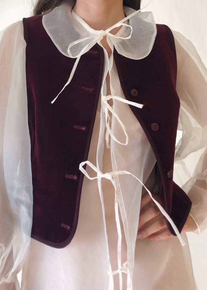 Vintage Jaeger Burgundy Velvet Vest