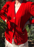 70s Céline Red Wool Cardigan