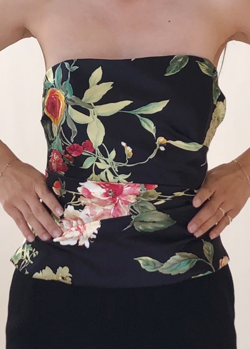 Vintage Silk Floral Bustier